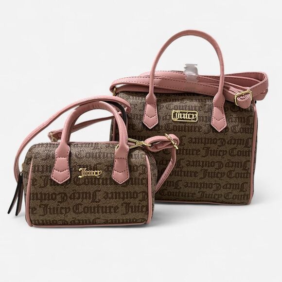 Juicy Couture Y2K Purse Pink Handbag Chestnut Chino Speedy Satchel Mini Set NEW - Picture 1 of 8